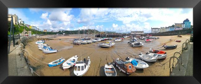 Tenby Harbour Panoramic.  Framed Print by Michael South Photography