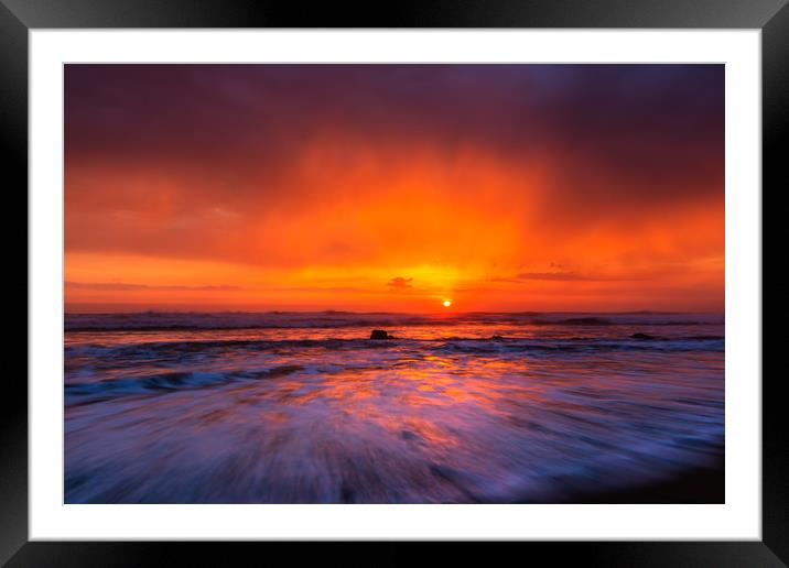 Sunset at Widemouth Bay, Cornwall.  Framed Mounted Print by Maggie McCall