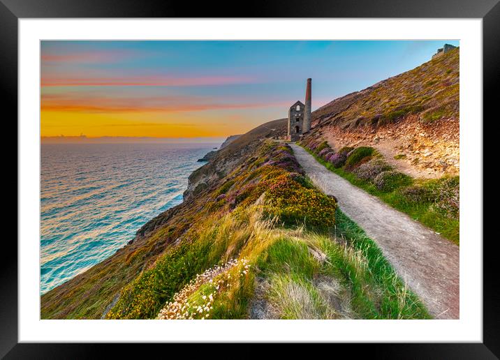 Wheal Coates sunset, Cornwall Framed Mounted Print by Michael Brookes