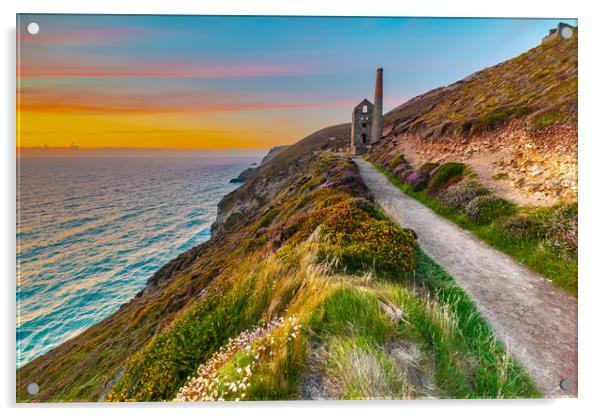 Wheal Coates sunset, Cornwall Acrylic by Michael Brookes
