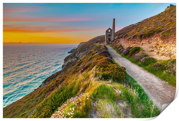 Wheal Coates sunset, Cornwall Print by Michael Brookes