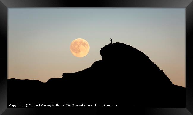 Full moon rising over Haytor Rock Framed Print by Richard GarveyWilliams