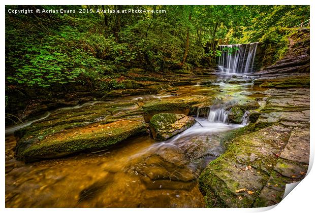 Nant Mill Falls Wales Print by Adrian Evans