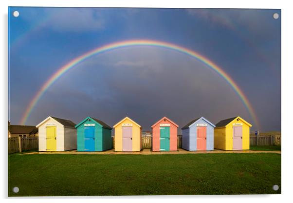 Amble Rainbow Beach Huts Acrylic by Paul Appleby