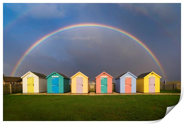 Amble Rainbow Beach Huts Print by Paul Appleby