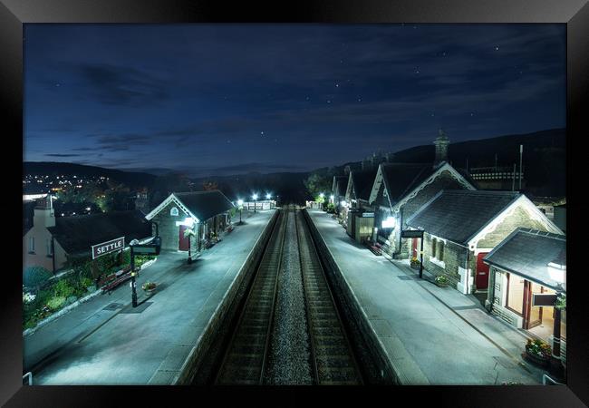 Starry night at Settle Station Framed Print by Pete Collins