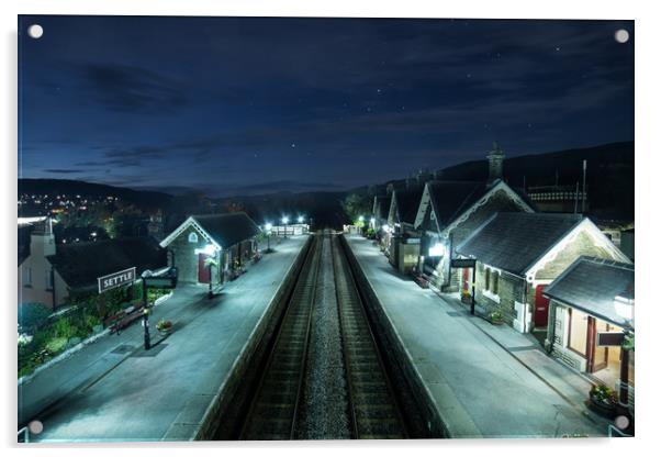 Starry night at Settle Station Acrylic by Pete Collins