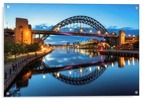 Newcastle Bridges - Dawn Acrylic by Paul Appleby