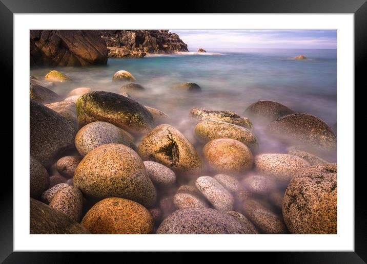 Rocky cove near Land's End Framed Mounted Print by Andrew Michael