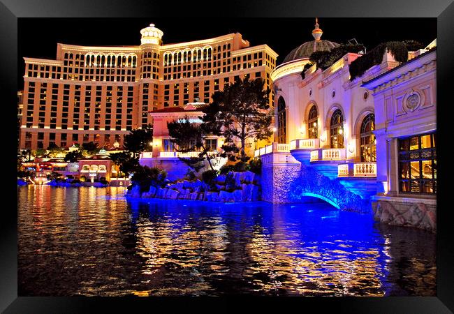 Bellagio Resort Hotel Las Vegas Nevada America USA Framed Print by Andy Evans Photos