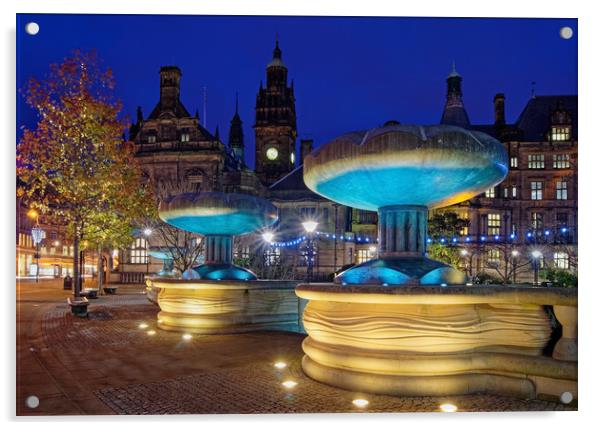 Sheffield Town Hall & Entrance to Peace Gardens    Acrylic by Darren Galpin