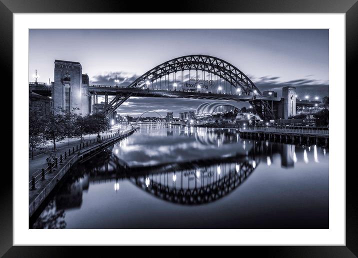 Newcastle Bridges - Monotone Framed Mounted Print by Paul Appleby