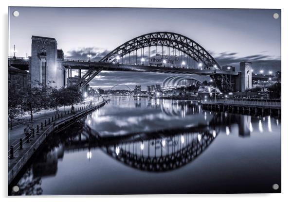 Newcastle Bridges - Monotone Acrylic by Paul Appleby