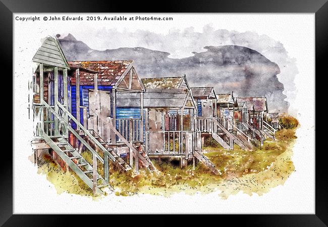 Hunstanton Beach Huts Framed Print by John Edwards