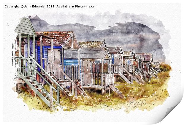 Hunstanton Beach Huts Print by John Edwards