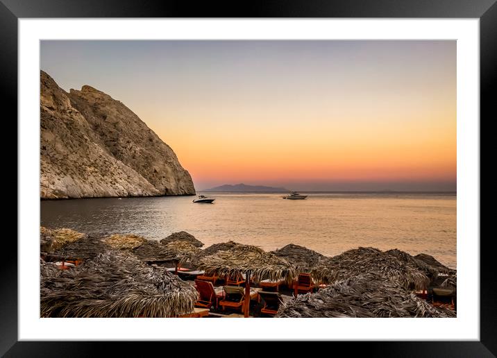 Sunset at Perissa beach Framed Mounted Print by Naylor's Photography