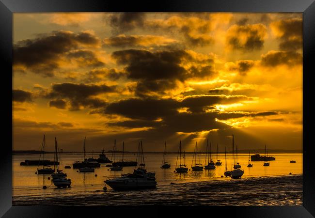 Sun Rises over the Thames estuary at Gravesend Framed Print by Wayne Howes