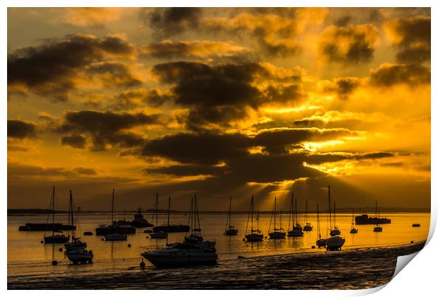 Sun Rises over the Thames estuary at Gravesend Print by Wayne Howes