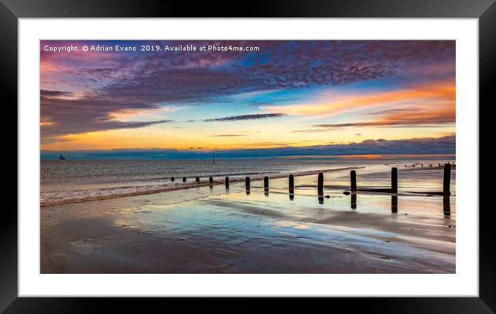 Beach Sunset Wales Framed Mounted Print by Adrian Evans