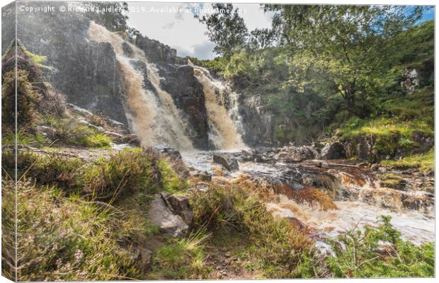 Blea Beck Waterfall, Upper Teesdale, In Spate (1) Canvas Print by Richard Laidler