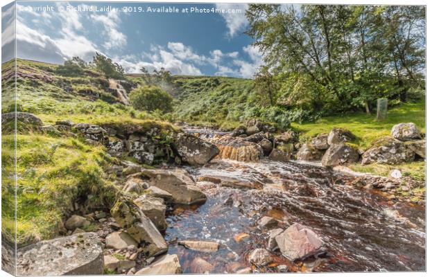 Blea Beck and Waterfall in Spate (1) Canvas Print by Richard Laidler