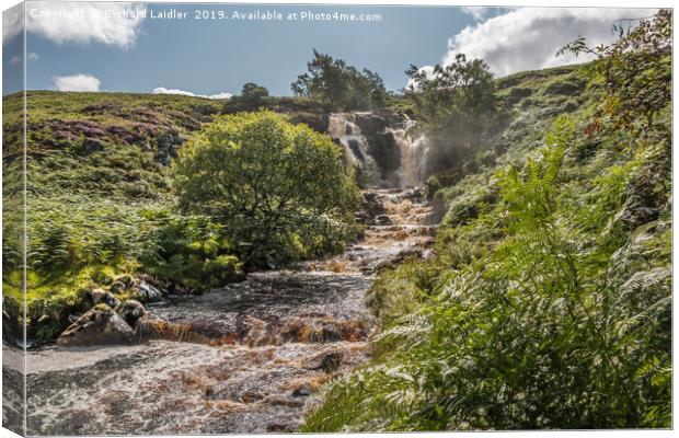 Blea Beck and Waterfall in Spate (2) Canvas Print by Richard Laidler