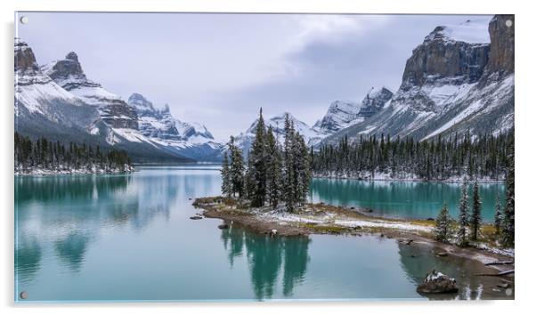 Spirit Island, Maligne Lake Acrylic by Brenda Belcher