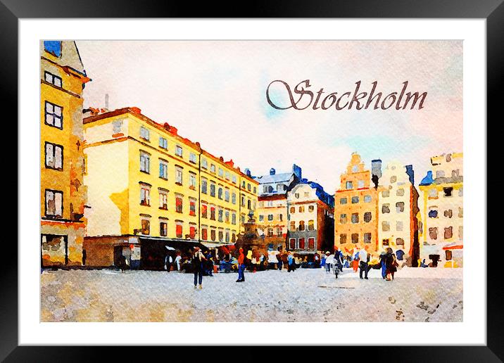Stortorget Square in Stockholm Framed Mounted Print by Wdnet Studio