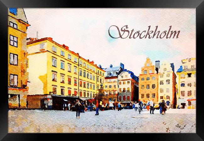Stortorget Square in Stockholm Framed Print by Wdnet Studio