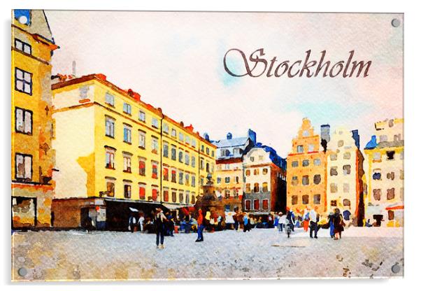 Stortorget Square in Stockholm Acrylic by Wdnet Studio