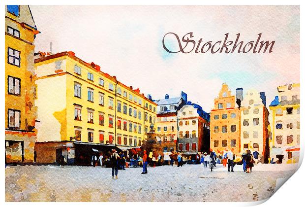 Stortorget Square in Stockholm Print by Wdnet Studio