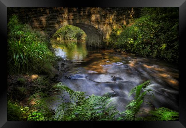 Bridge over the Afon Llan river Framed Print by Leighton Collins