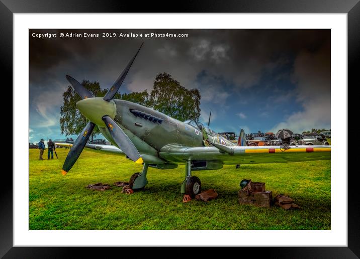 Spitfire Display Framed Mounted Print by Adrian Evans