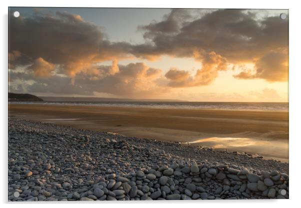 Westward Ho! moody North Devon sunset Acrylic by Tony Twyman