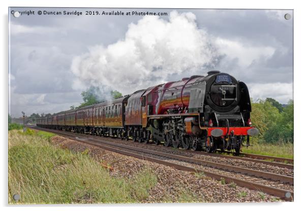 Trackside with 6233 Duchess of Sutherland steaming Acrylic by Duncan Savidge