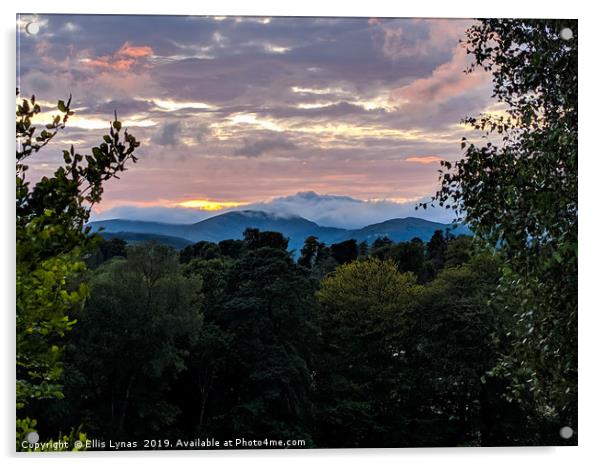 Sunset Hills of Scotland Acrylic by Ellis Lynas