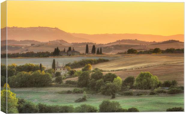 Typical Tuscany view at sunset Canvas Print by Steve Adams
