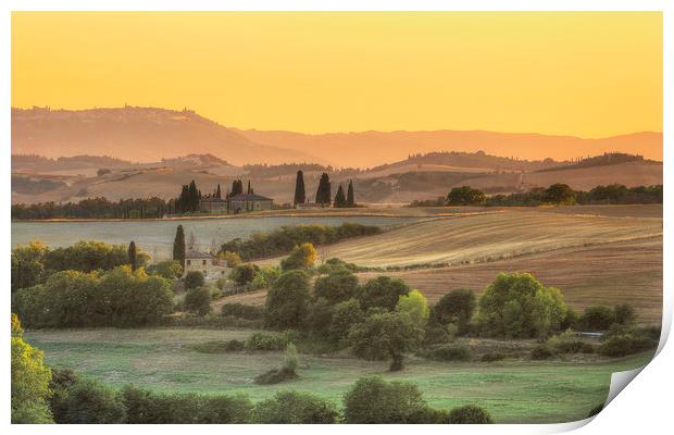 Typical Tuscany view at sunset Print by Steve Adams