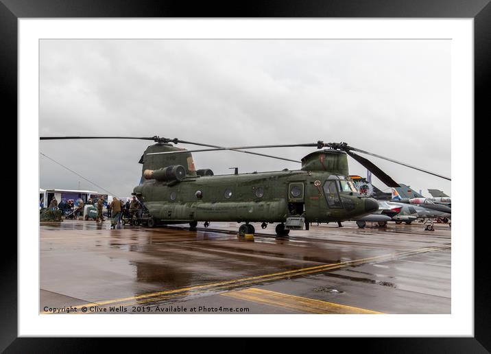 Boeing CH-47 Chinook seen on static at RAF Fairfor Framed Mounted Print by Clive Wells