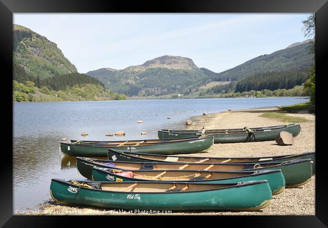 canoes on the shore of Loch Lubnaig,  the Highland Framed Print by Photogold Prints