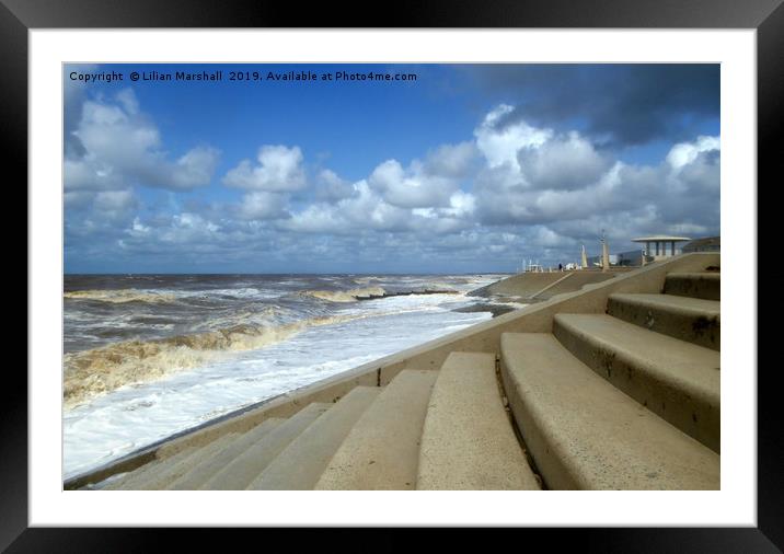 Cleveleys Sea Front.  Framed Mounted Print by Lilian Marshall