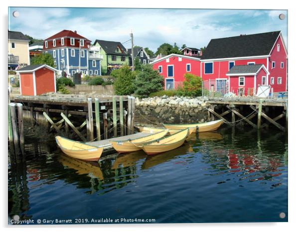 Dockside At Lunenburg Nova Scotia. Acrylic by Gary Barratt