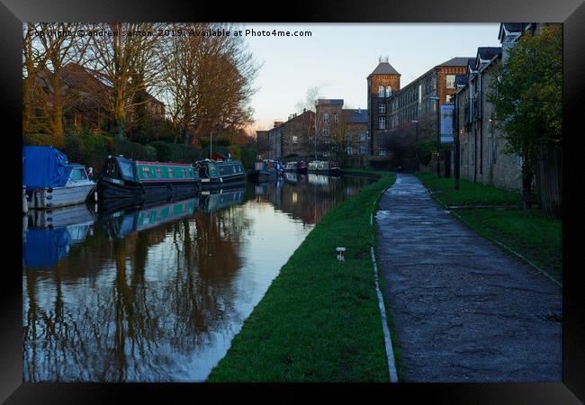 SKIPTON MOORED Framed Print by andrew saxton