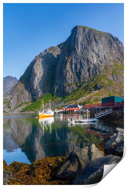 Fishing boat on the Lofoten Print by Hamperium Photography