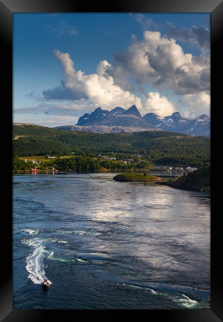 A boat on the Saltstraumen in Norway Framed Print by Hamperium Photography