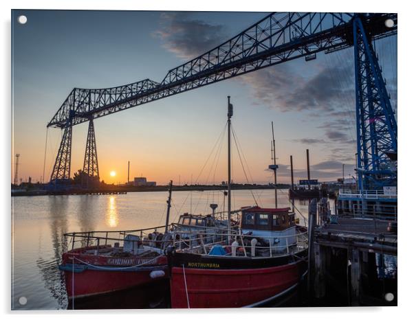 Sunrise at Middlesbrough Transporter Bridge Acrylic by George Robertson