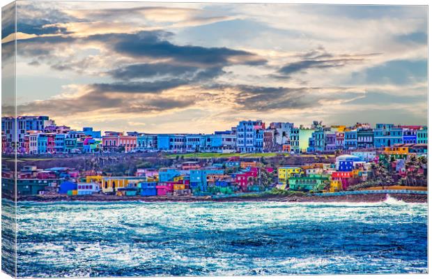 Colorful Village on Coast of San Juan Canvas Print by Darryl Brooks
