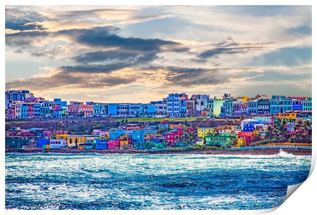 Colorful Village on Coast of San Juan Print by Darryl Brooks