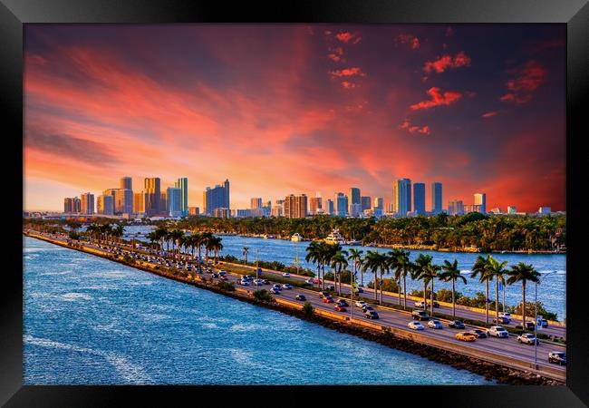 Leaving Miami for the Beach Framed Print by Darryl Brooks