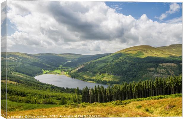 Looking Down on Talybont Valley in the Brecon Beac Canvas Print by Nick Jenkins